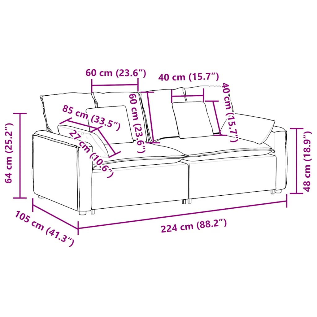 Modular Sofa with Cushions Dark Grey