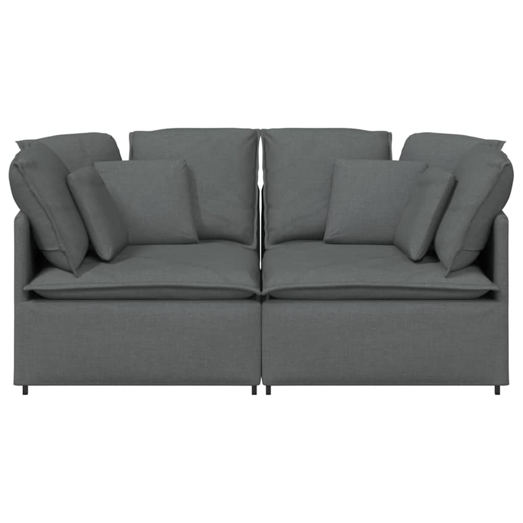 Modular Sofa with Cushions Fabric Dark Grey