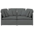 Modular Sofa with Cushions Fabric Dark Grey