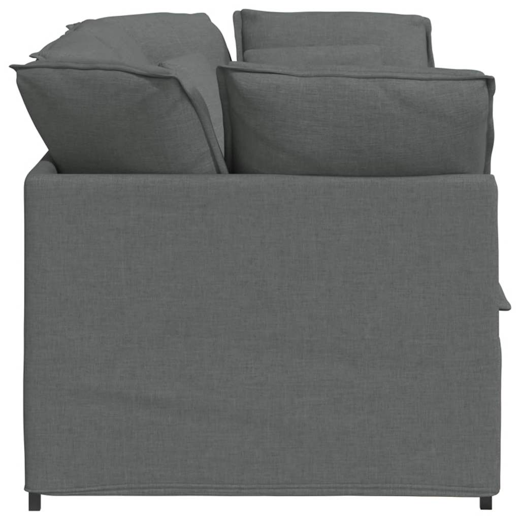 Modular Sofa with Cushions Fabric Dark Grey