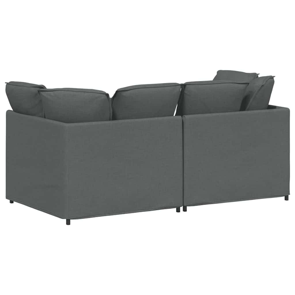 Modular Sofa with Cushions Fabric Dark Grey