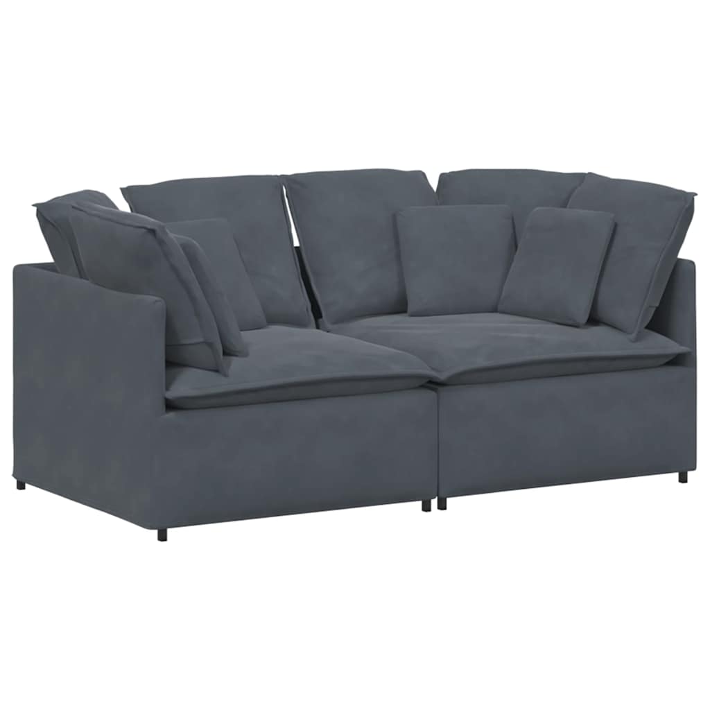 Modular Sofa with Cushions Velvet Dark Grey