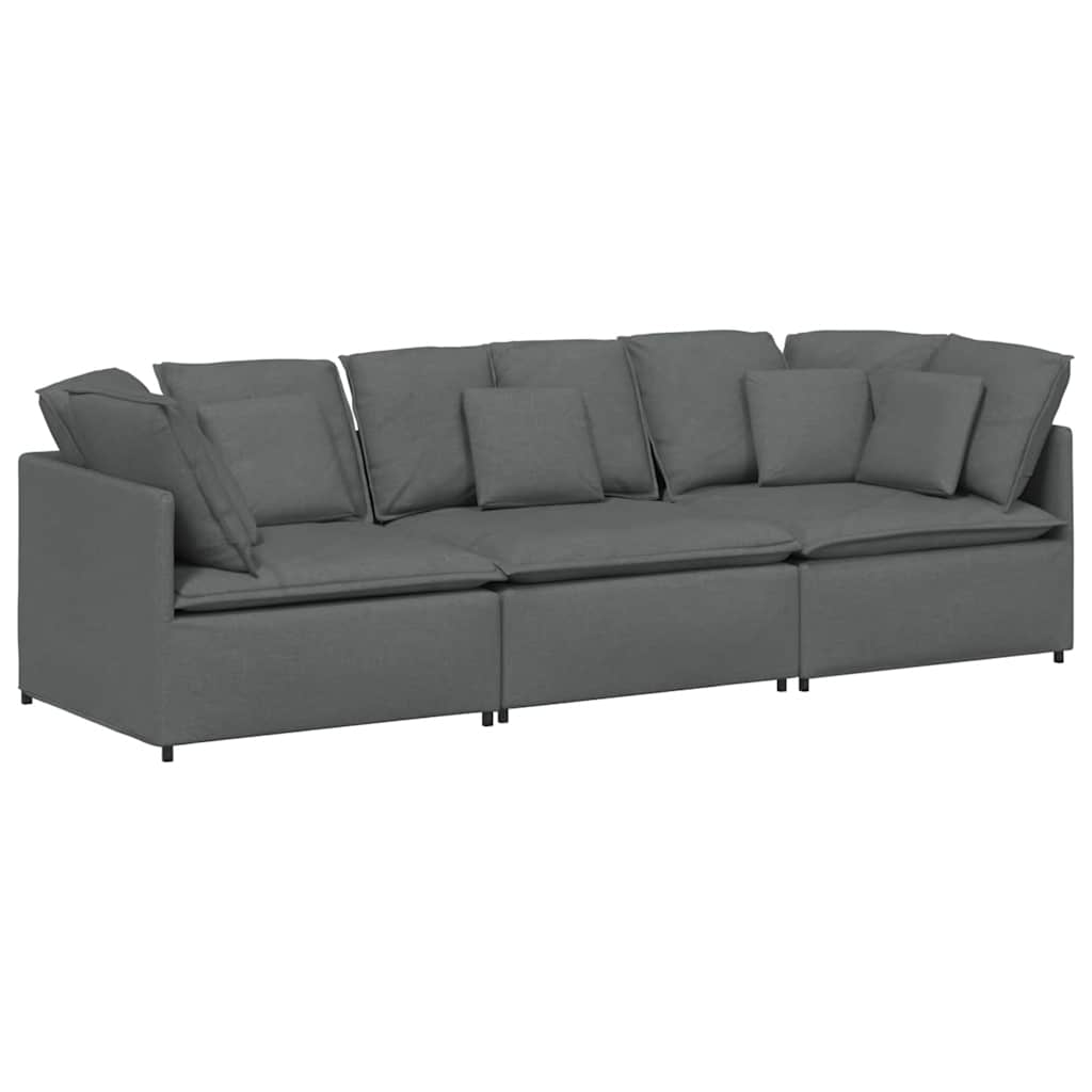 Modular Sofa with Cushions Fabric Dark Grey