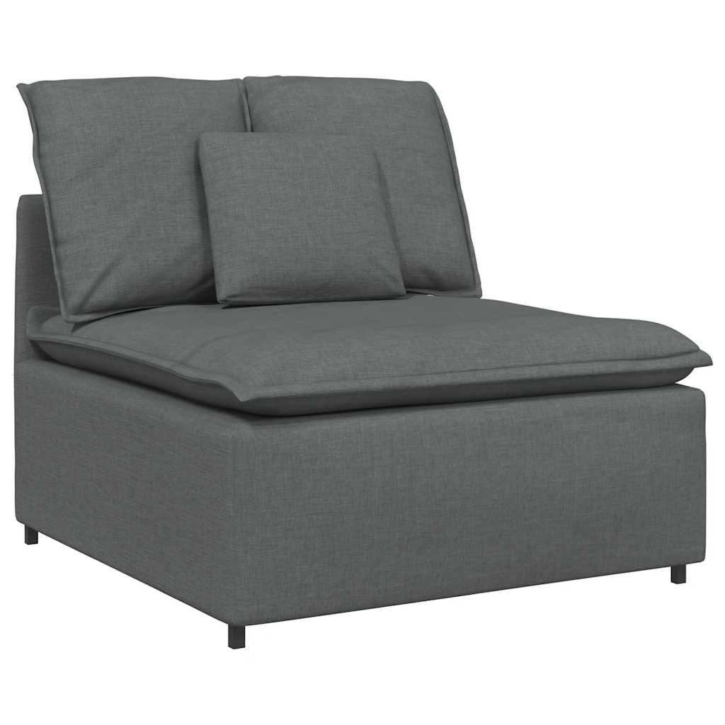 Modular Sofa with Cushions Fabric Dark Grey