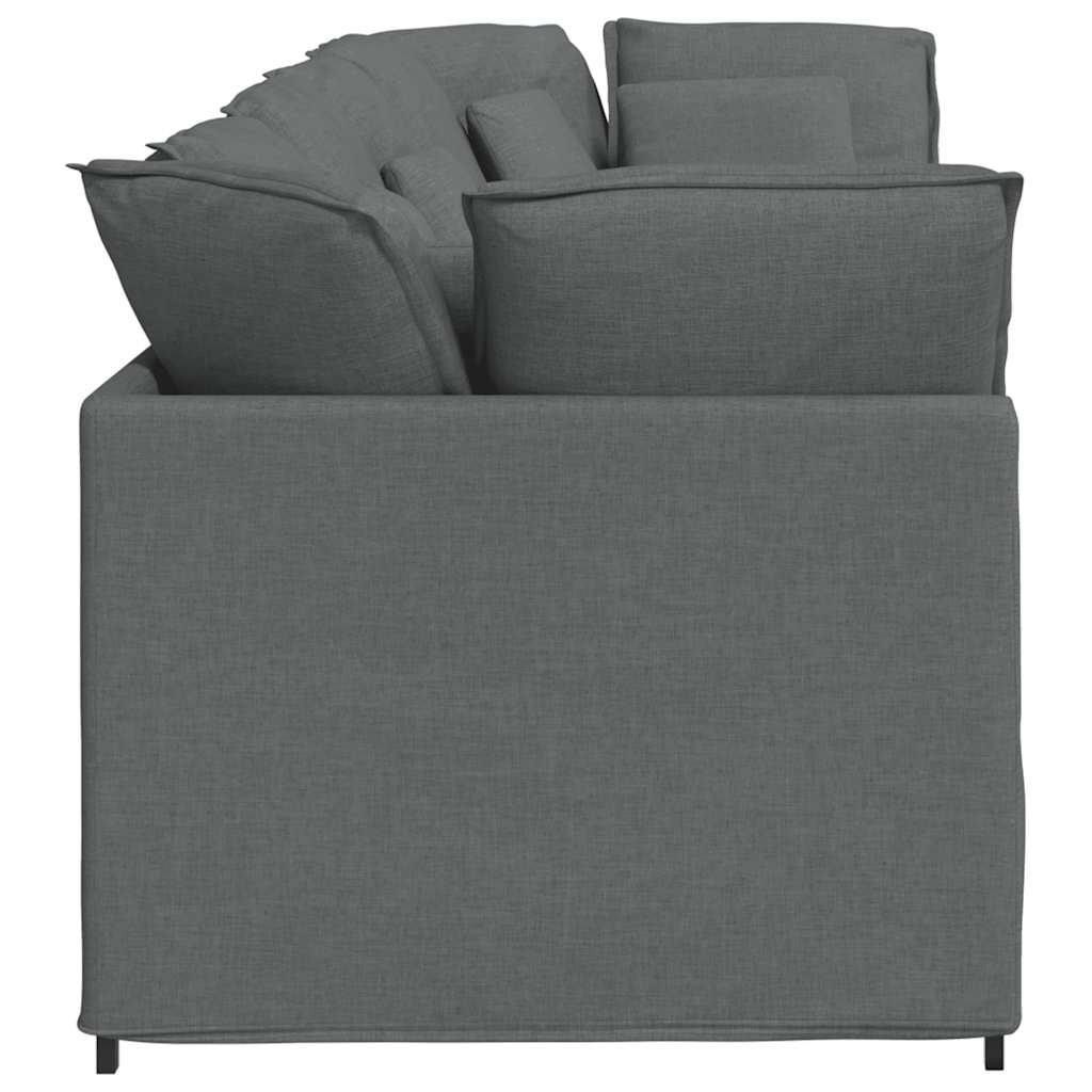 Modular Sofa with Cushions Fabric Dark Grey