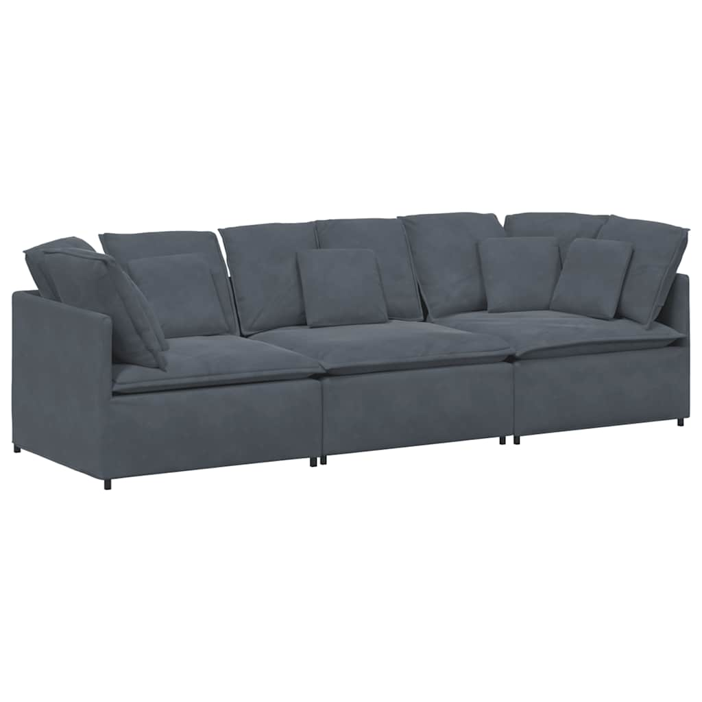 Modular Sofa with Cushions Velvet Dark Grey