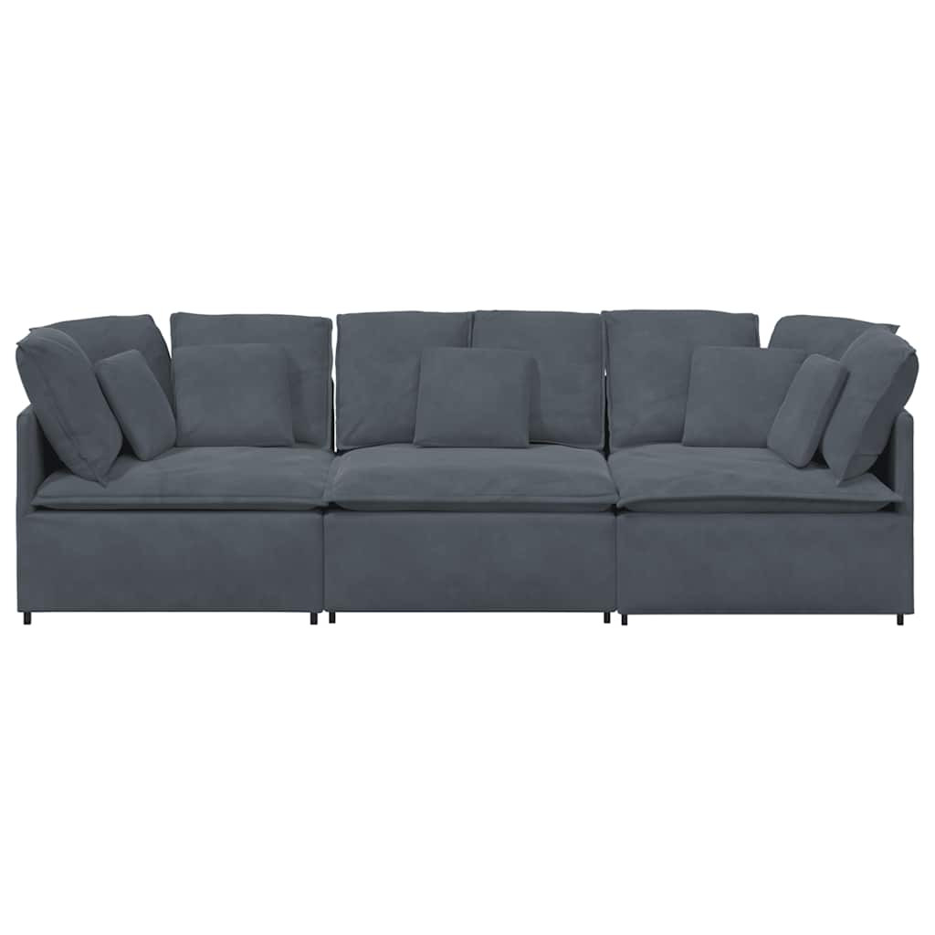 Modular Sofa with Cushions Velvet Dark Grey