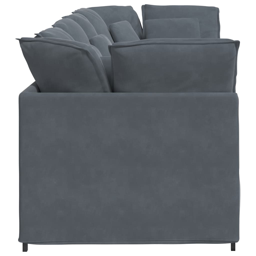 Modular Sofa with Cushions Velvet Dark Grey