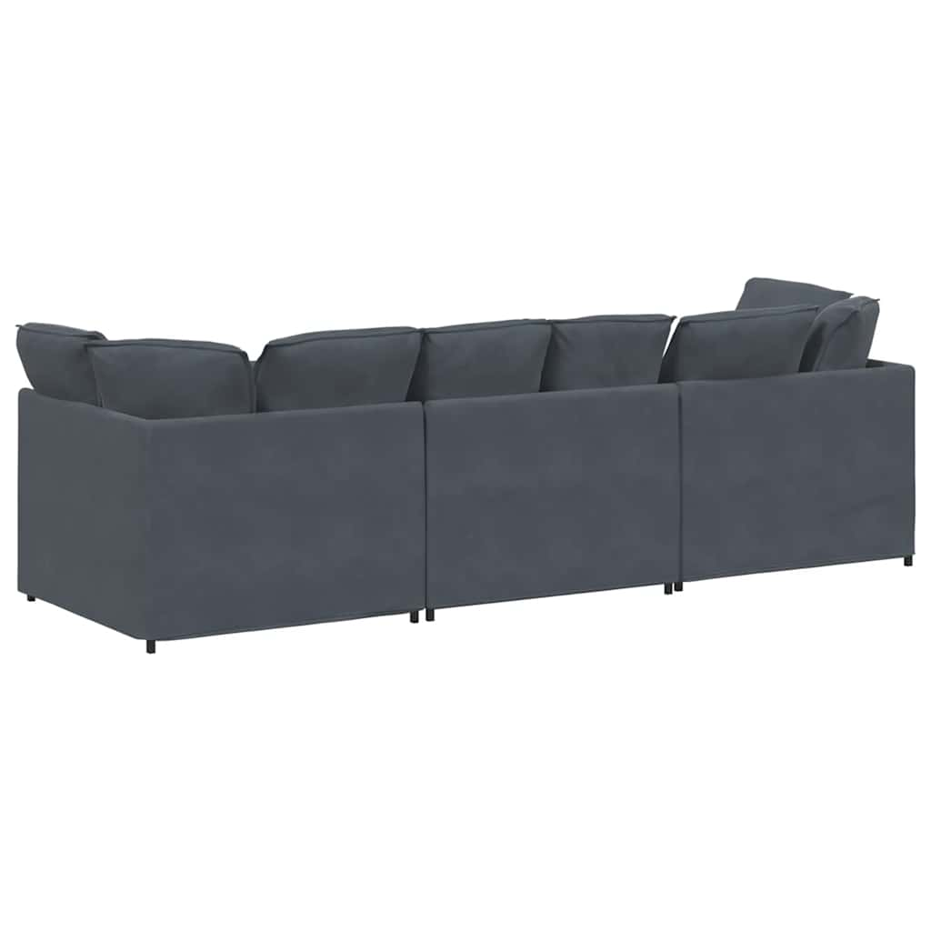 Modular Sofa with Cushions Velvet Dark Grey