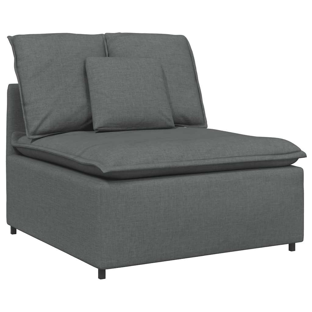 Modular Sofa with Footstool&Cushions Fabric Dark Grey