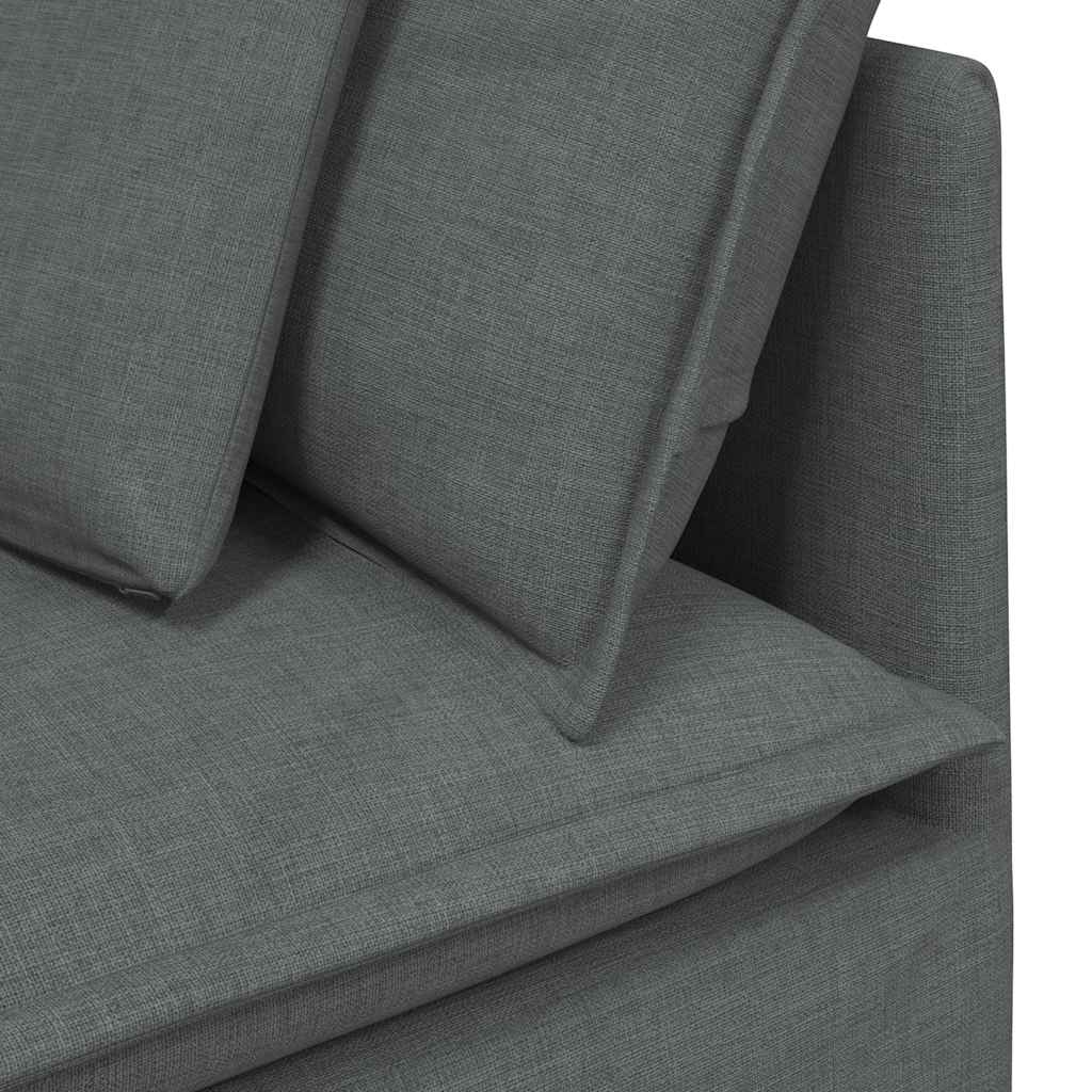 Modular Sofa with Footstool&Cushions Fabric Dark Grey