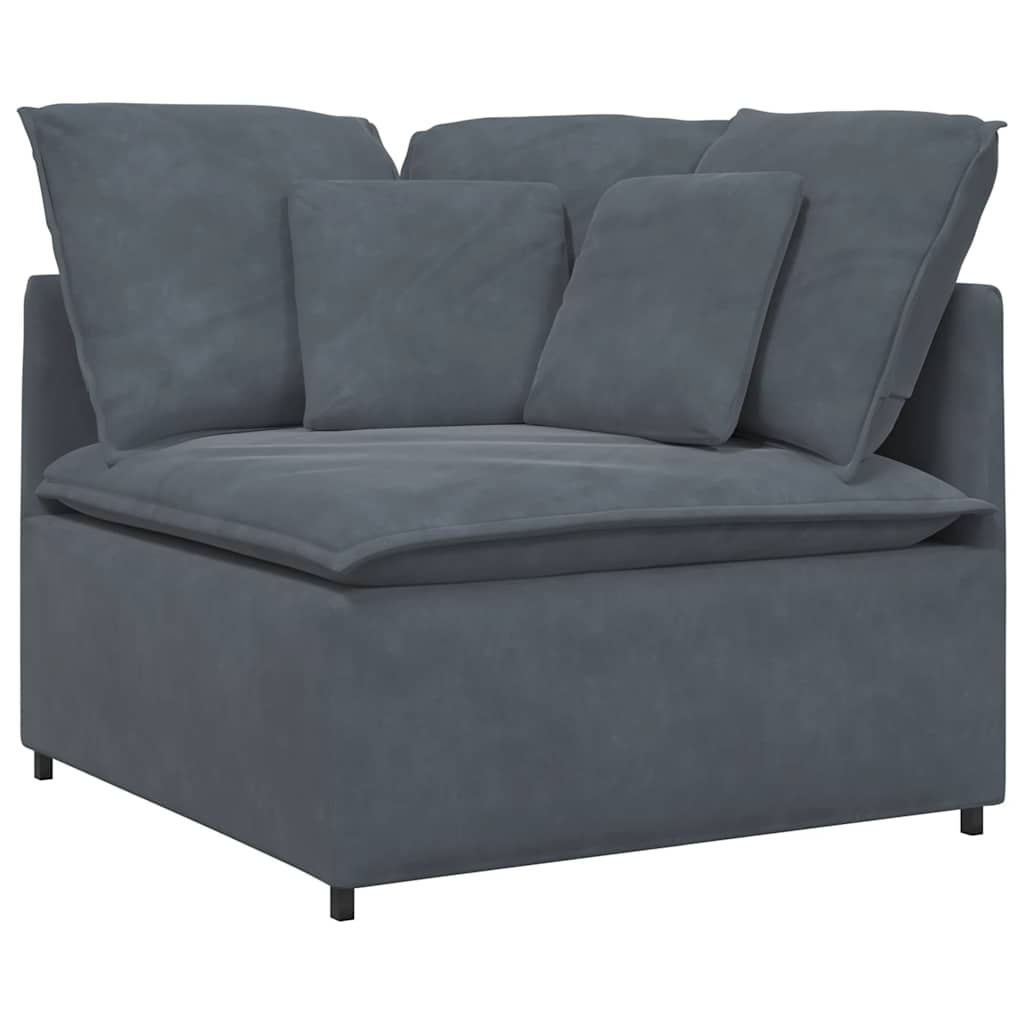 Modular Sofa with Footstool&Cushions Velvet Dark Grey