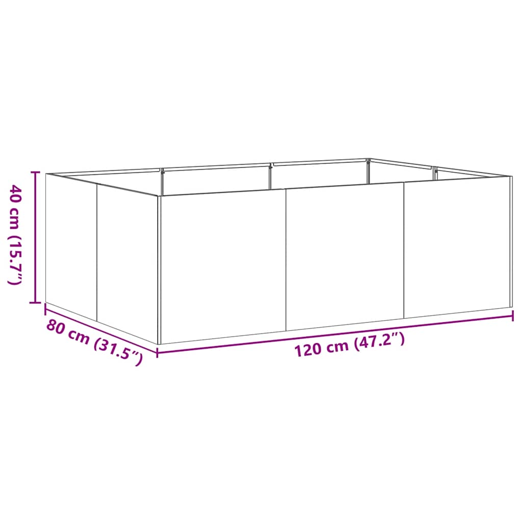 Planter 120x80x40 cm Galvanised Steel