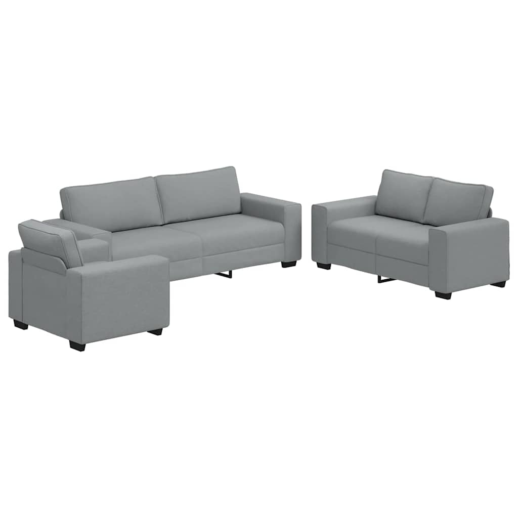 3 Piece Sofa Set with Cushions Light Grey Fabric