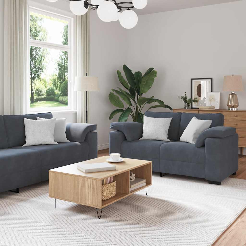 3 Piece Sofa Set with Cushions Dark Grey Velvet