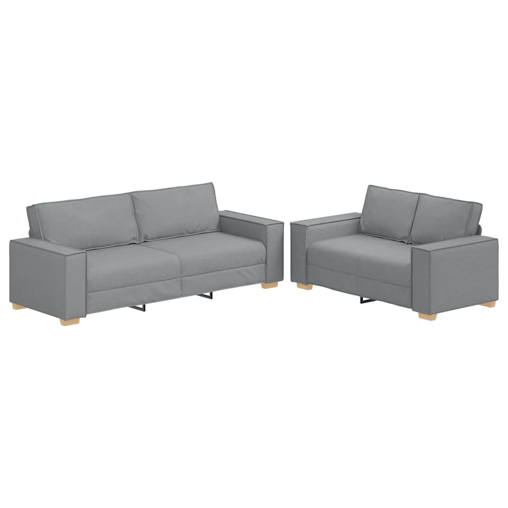 2 Piece Sofa Set with Cushions Light Grey Fabric