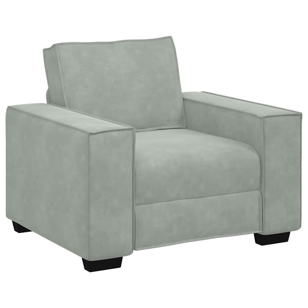 Sofa Chair Light Grey 59 cm Velvet