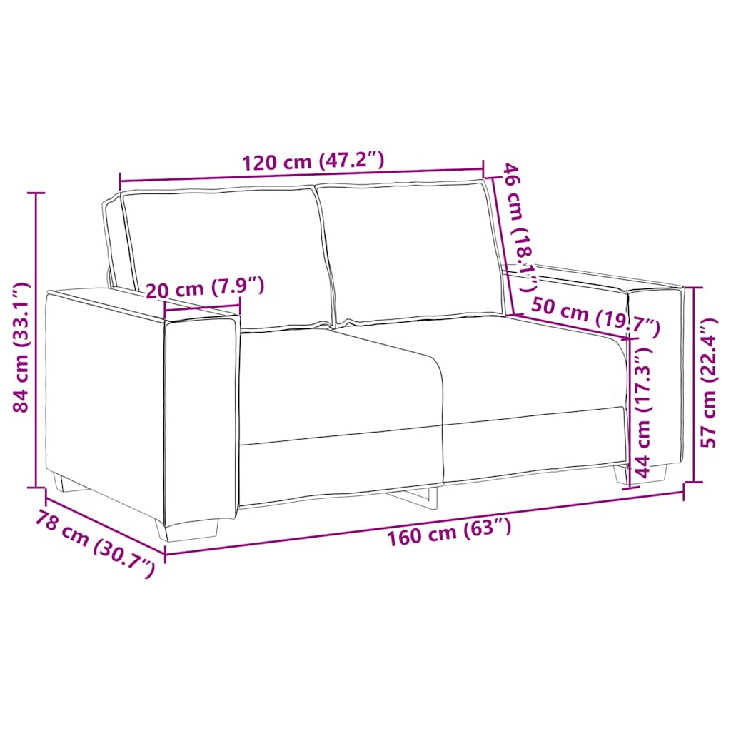 2-Seater Sofa Dark Grey 120 cm Velvet