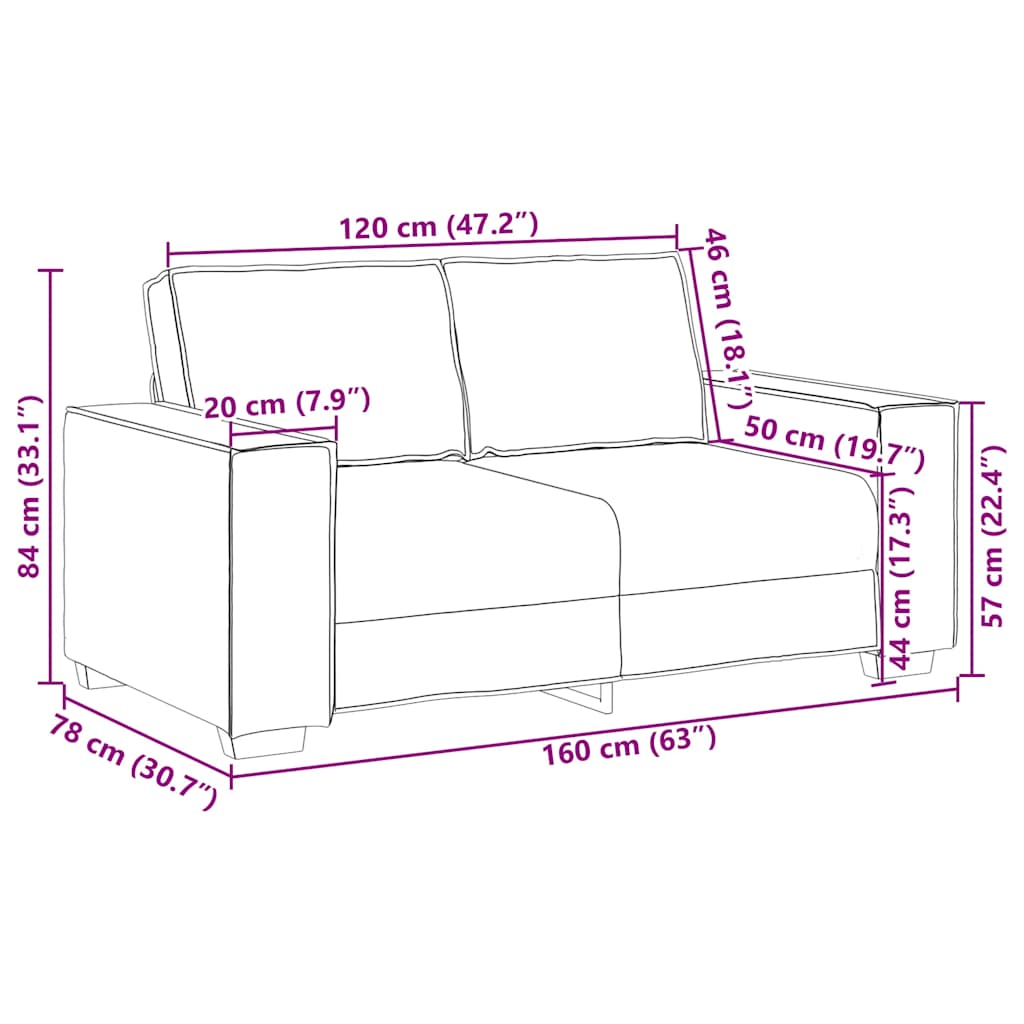 2-Seater Sofa Black 120 cm Velvet