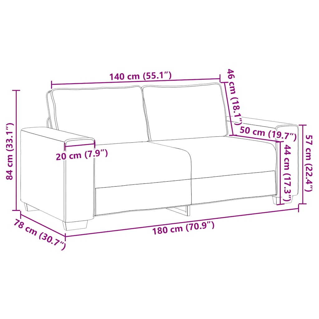 2-Seater Sofa Light Grey 140 cm Velvet