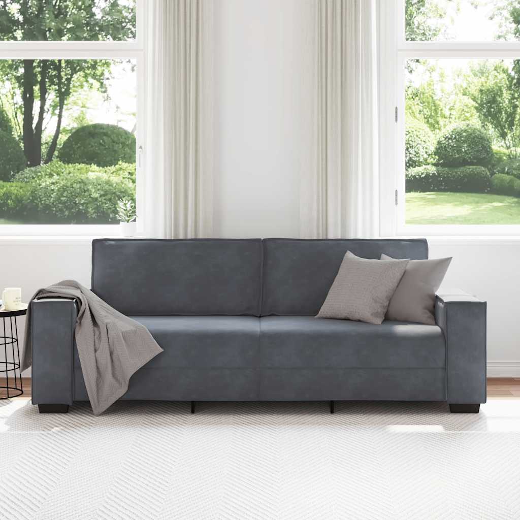 3-Seater Sofa Dark Grey 180 cm Velvet