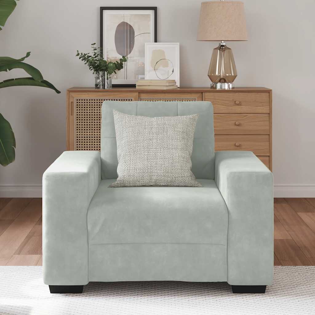 Sofa Chair Light Grey 59 cm Velvet