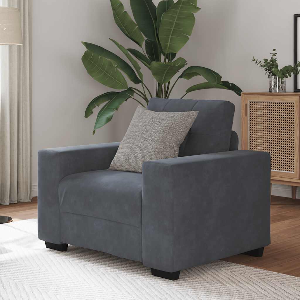 Sofa Chair Dark Grey 59 cm Velvet