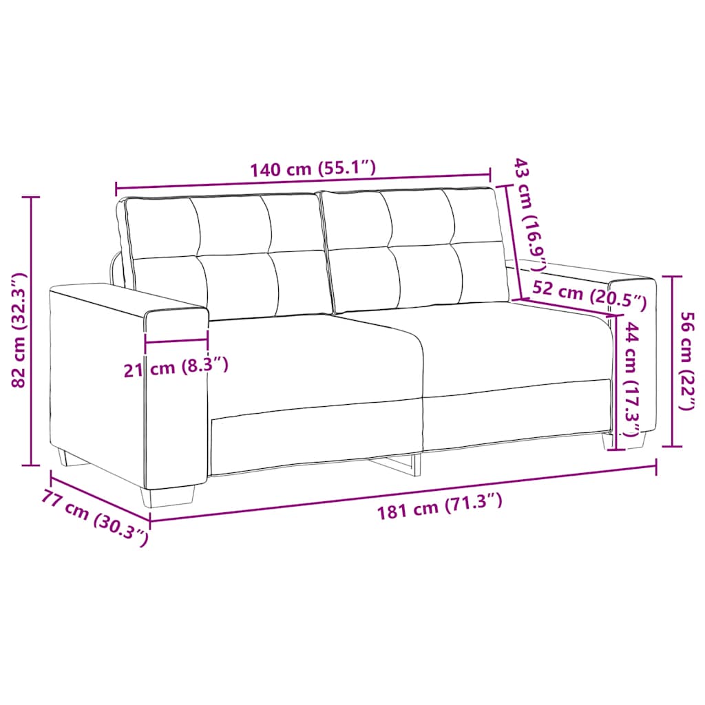 Loveseat Sofa Dark Grey 140 cm Velvet