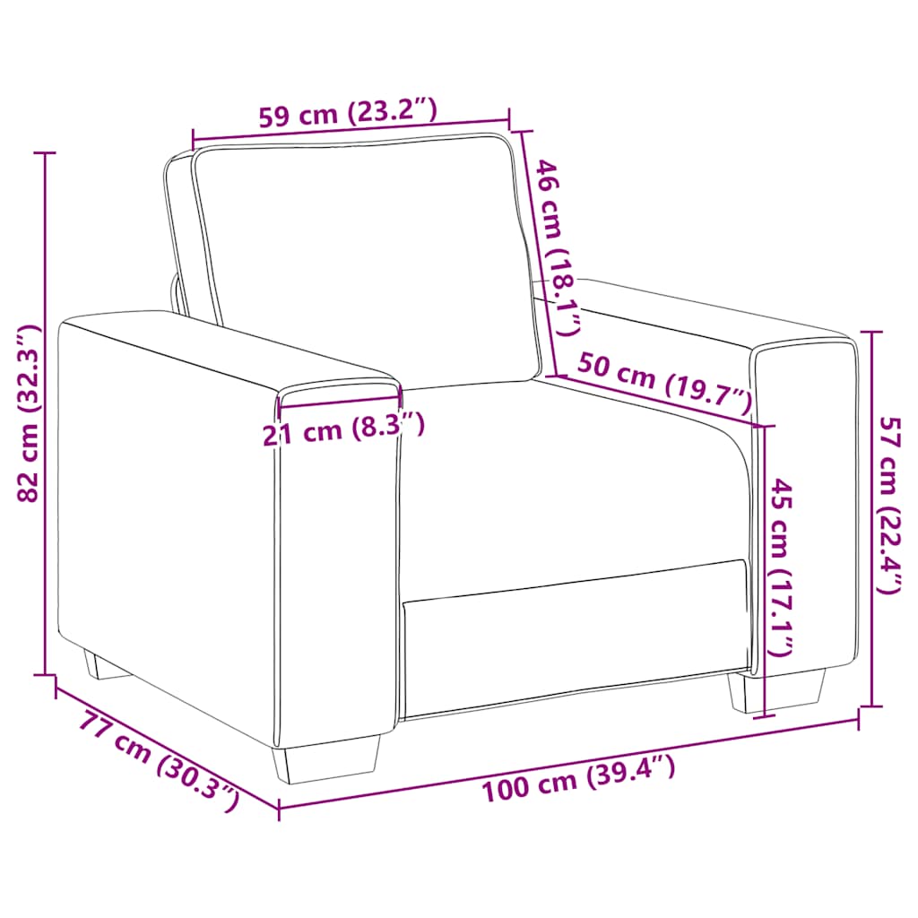 Sofa Chair Dark Grey 60 cm Fabric