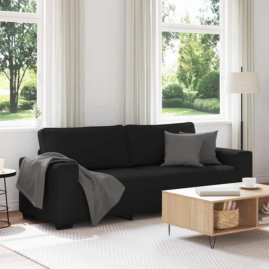 3-Seater Sofa Black 180 cm Fabric