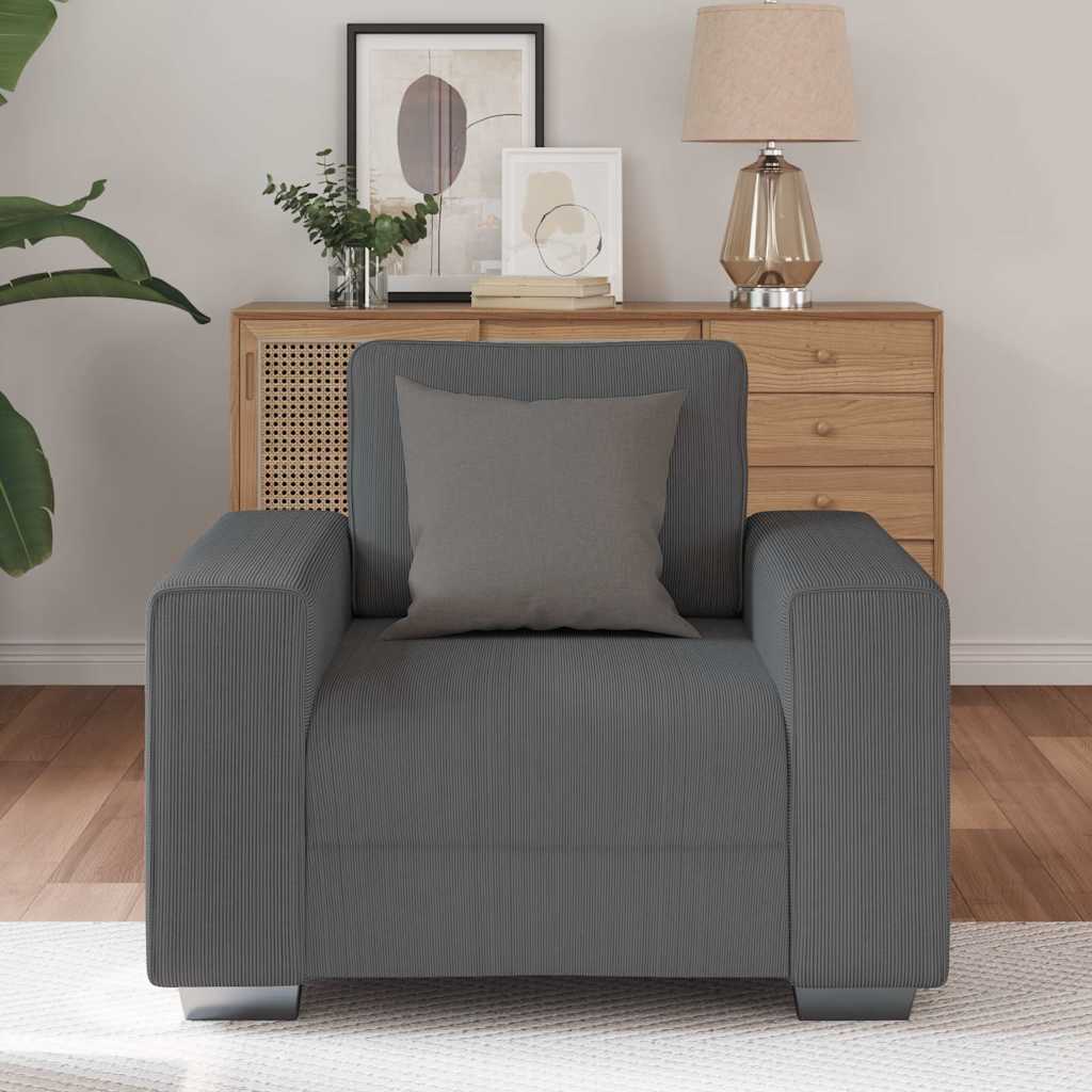 Sofa Chair Dark Grey 59 cm Corduroy Fabric