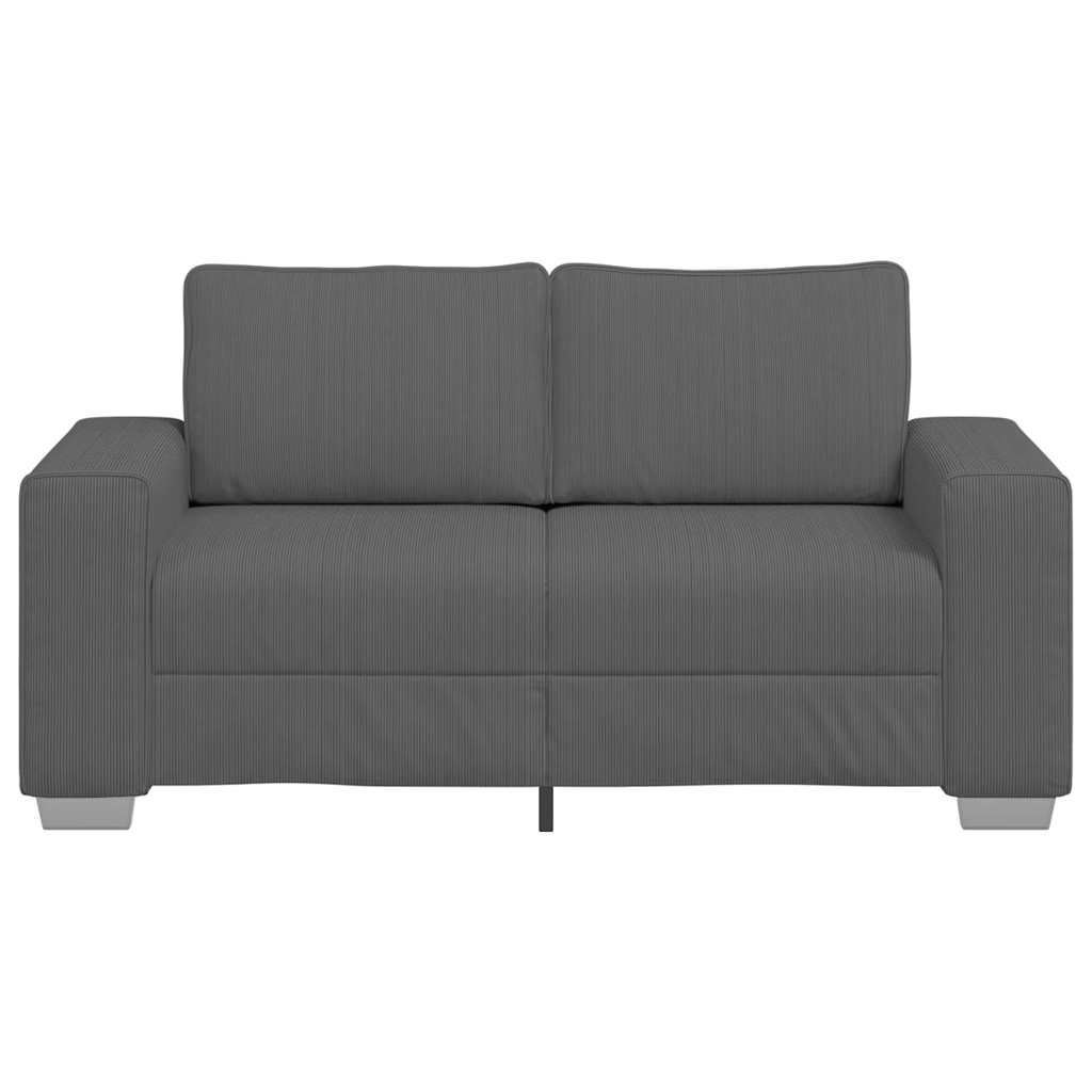 Loveseat Sofa Dark Grey 120 cm Corduroy Fabric