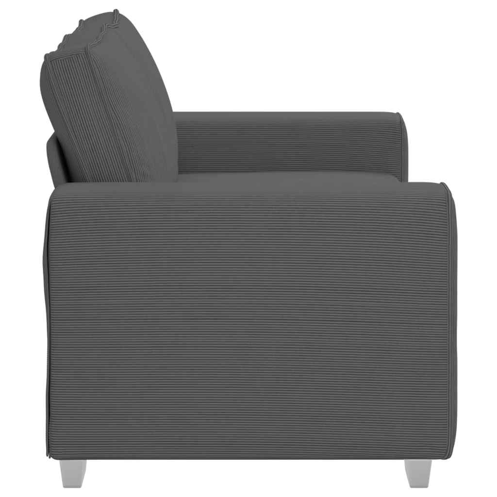 Loveseat Sofa Dark Grey 120 cm Corduroy Fabric