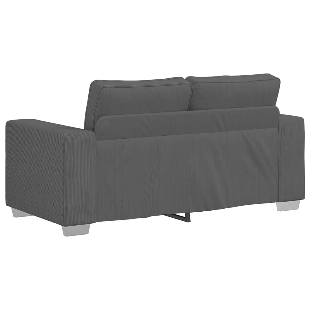 Loveseat Sofa Dark Grey 120 cm Corduroy Fabric