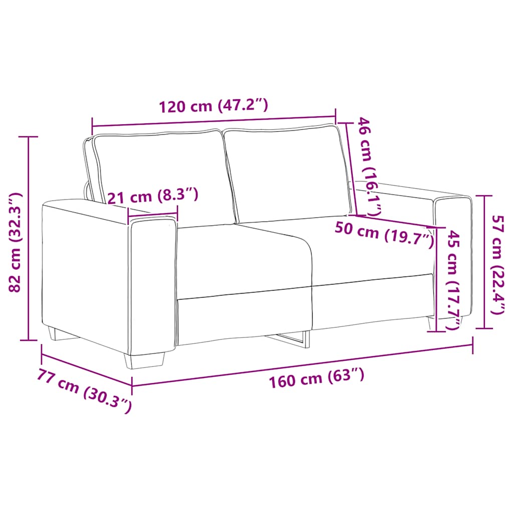 Loveseat Sofa Dark Grey 120 cm Corduroy Fabric