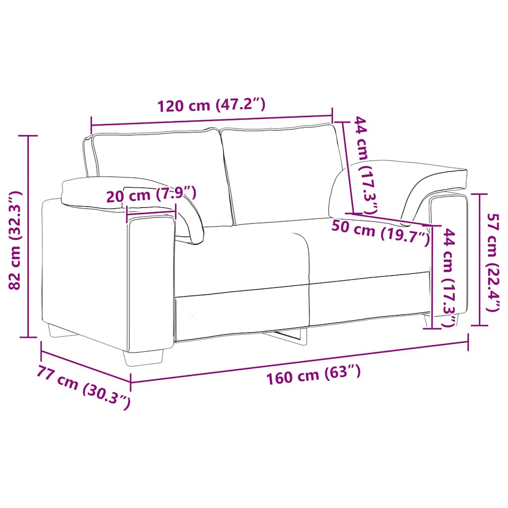 Loveseat Sofa Dark Grey 120 cm Velvet