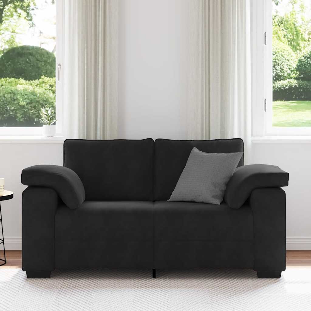 Loveseat Sofa Black 120 cm Velvet