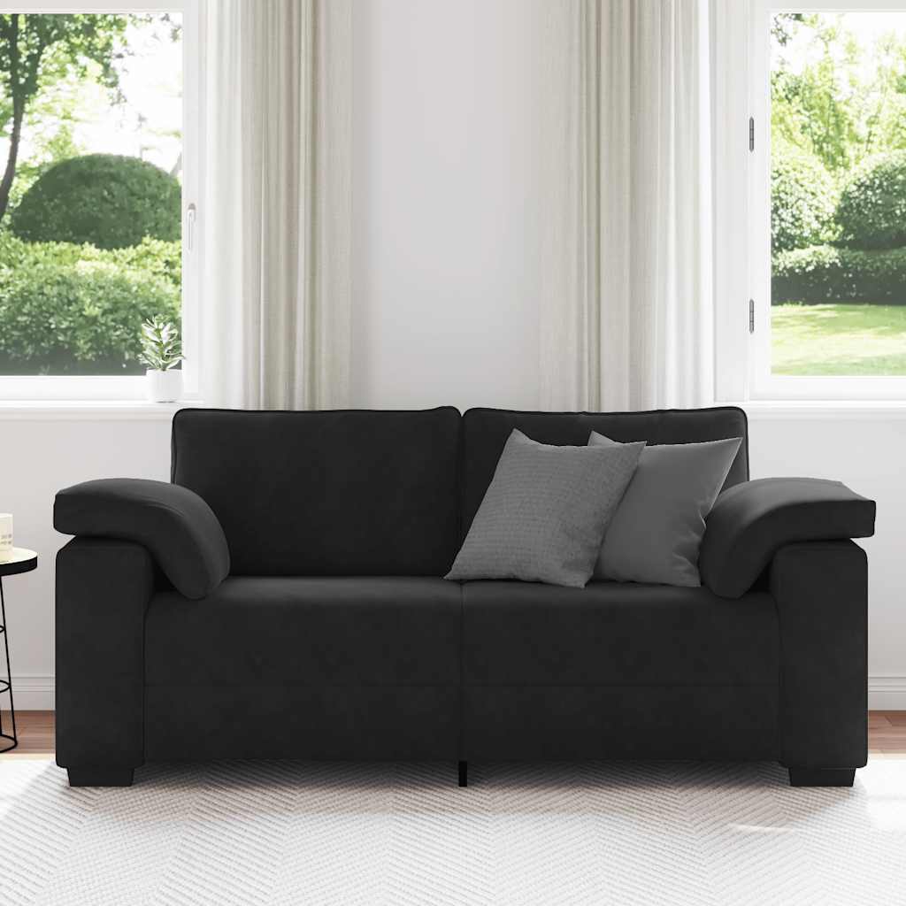 Loveseat Sofa Black 140 cm Velvet