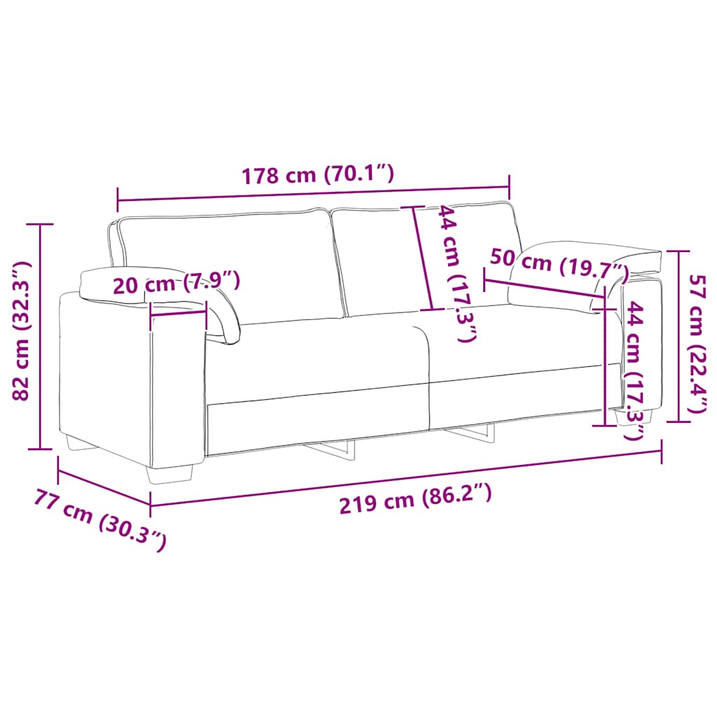 3-Seater Sofa Light Grey 178 cm Velvet