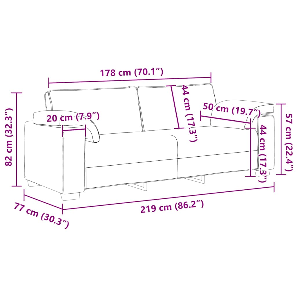 3-Seater Sofa Dark Grey 178 cm Velvet