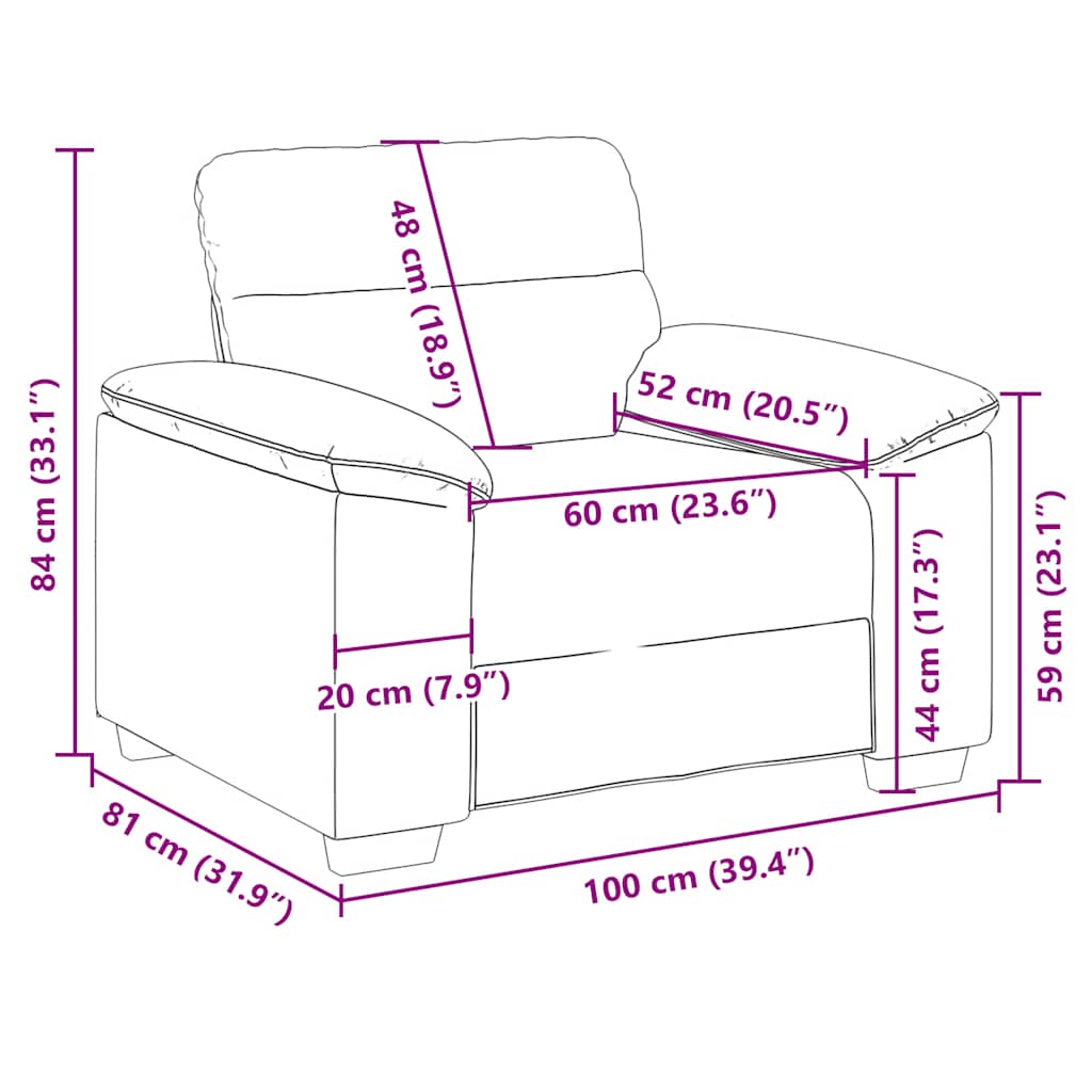 Sofa Chair Light Grey 60 cm Fabric