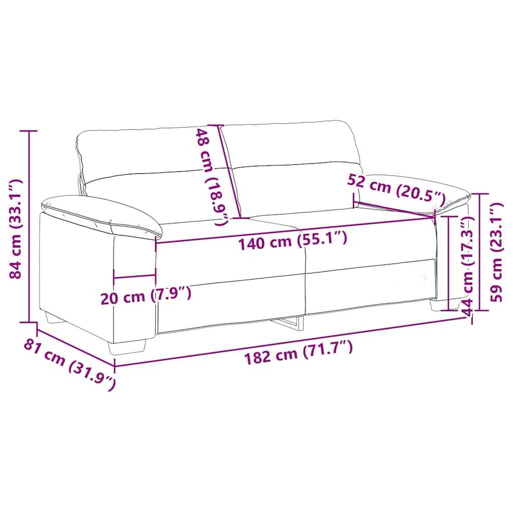 2-Seater Sofa Light Grey 140 cm Fabric