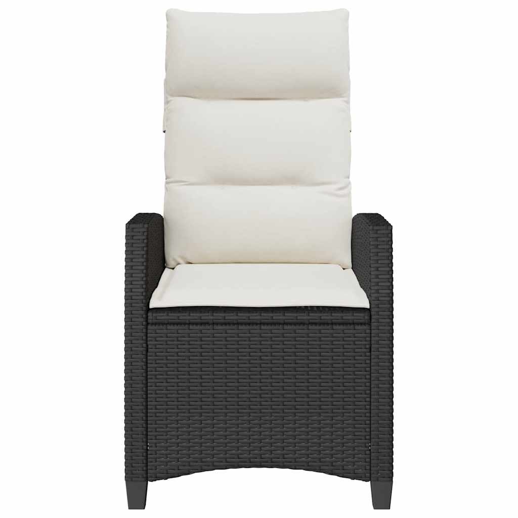 Reclining Garden Chair with Side Table Black Poly Rattan