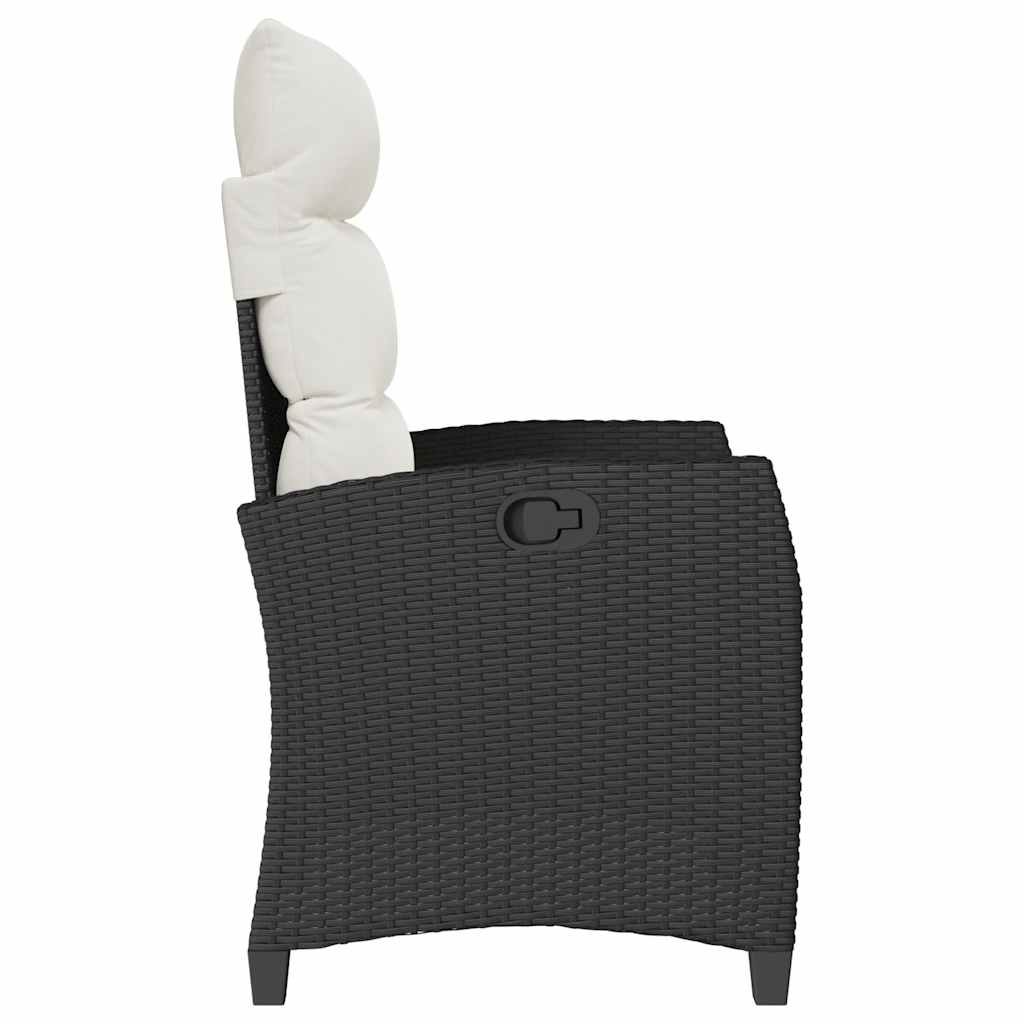 Reclining Garden Chair with Side Table Black Poly Rattan