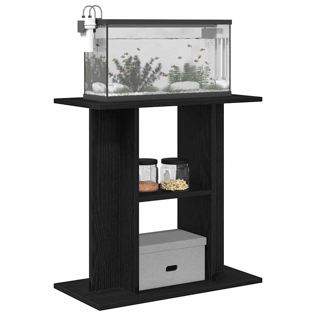 Aquarium Stand Black Oak 60x30x60 cm Engineered Wood