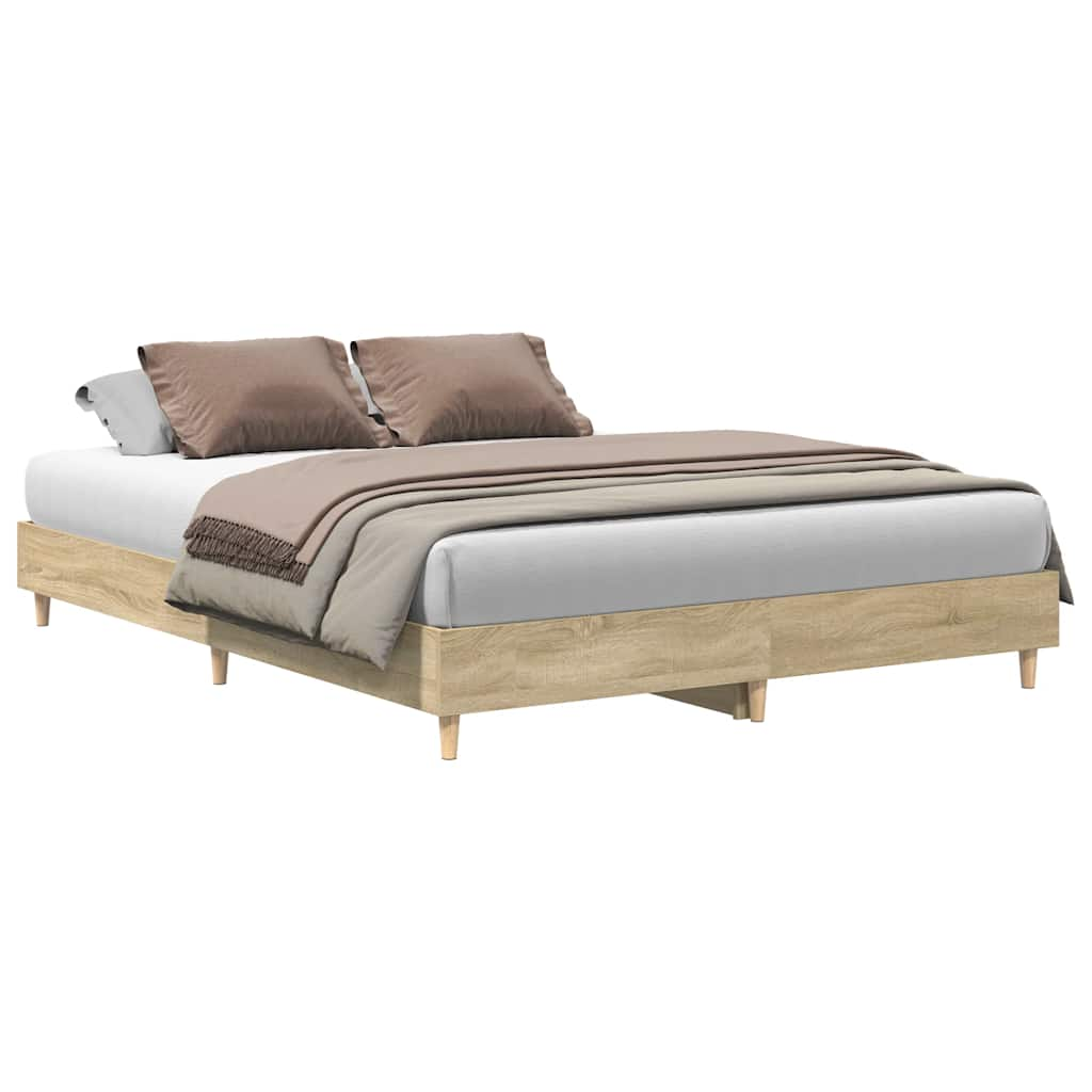 Bed Frame No Mattress Sonoma Oak 150x200 cm Engineered Wood