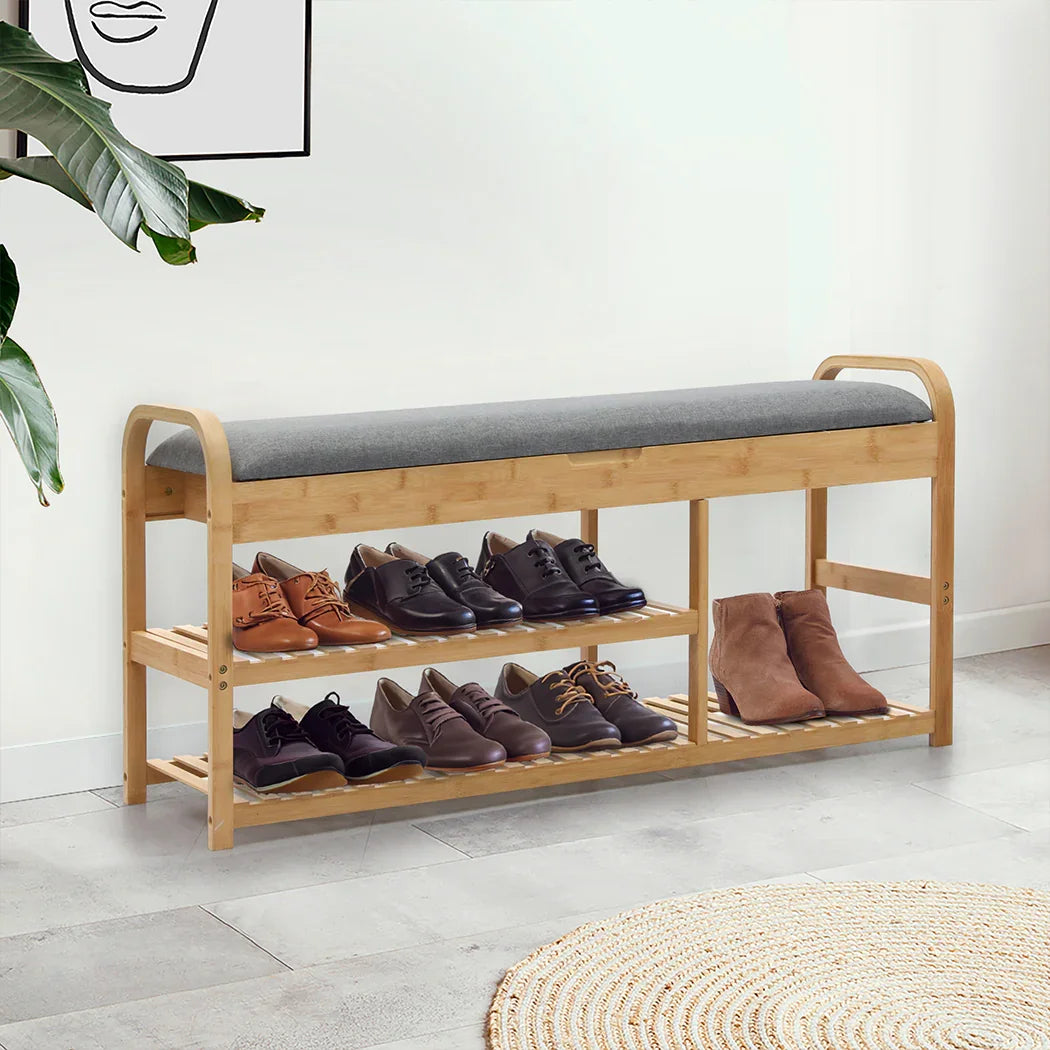 Levede Bamboo Shoe Rack Bench Entryway Seat-2006732840615677959