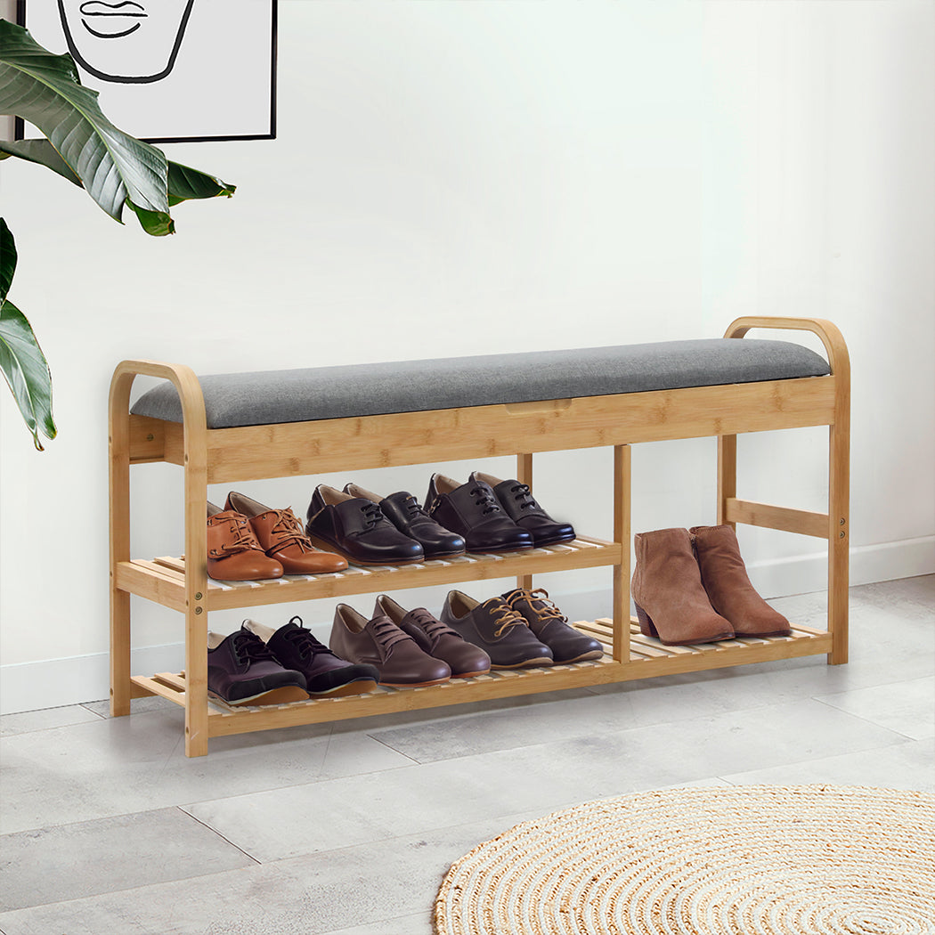 Levede Bamboo Shoe Rack Bench Entryway Seat