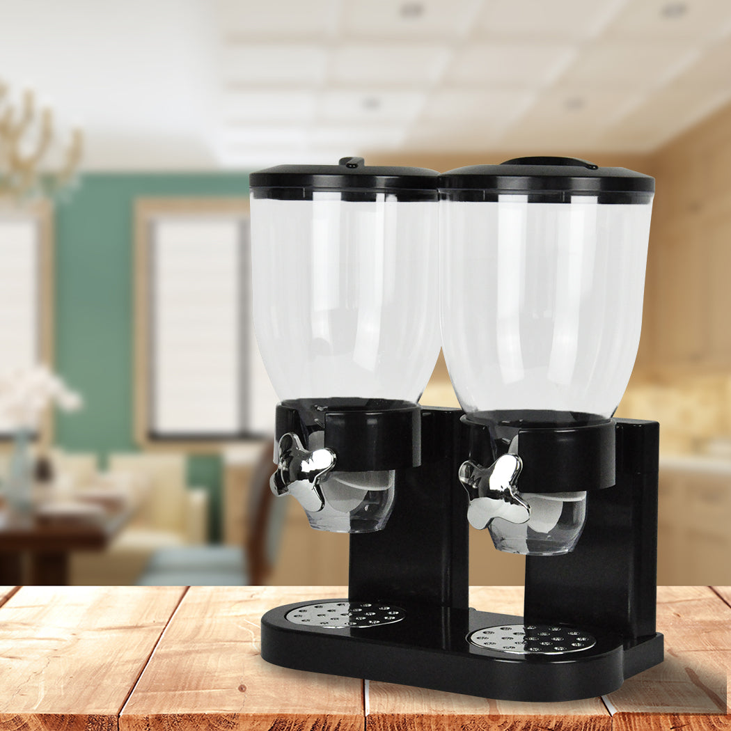 TOQUE Double Cereal Dispenser Dry Food Black-2006733302156890119