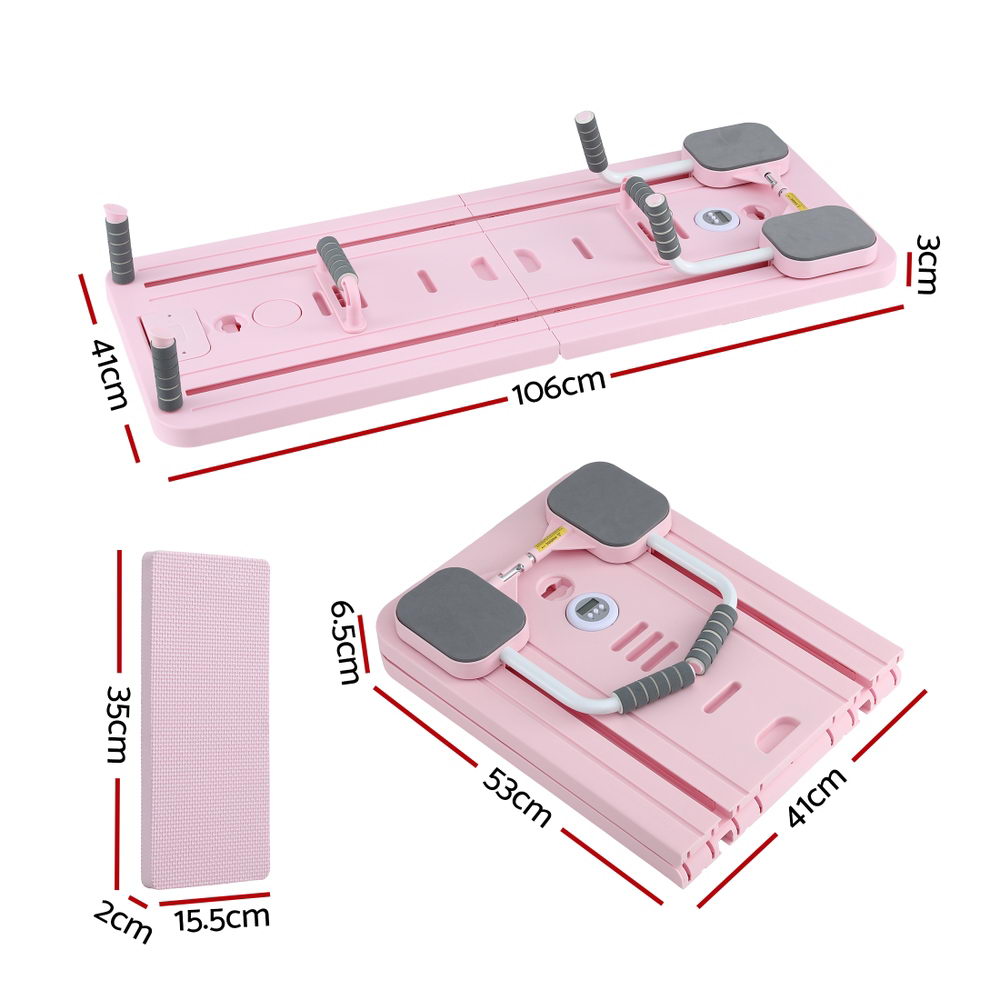 Pilates Reformer Abdominal Exercise Board Push Up Set Fitness Pink